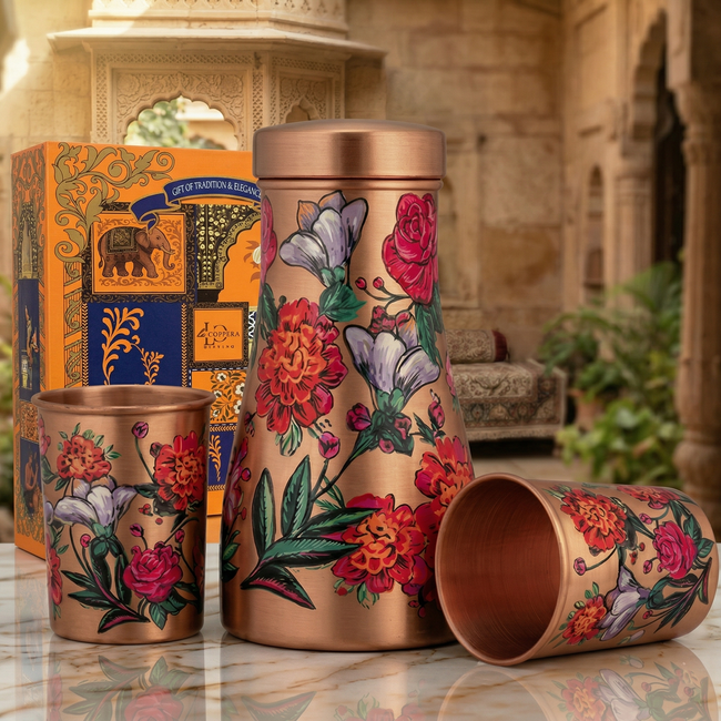 Wild Bloom Bedside Copper Carafe Set with Tumbler