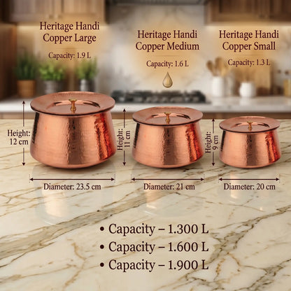 Heritage Copper Handi – Hand Hammered Cooking Pot
