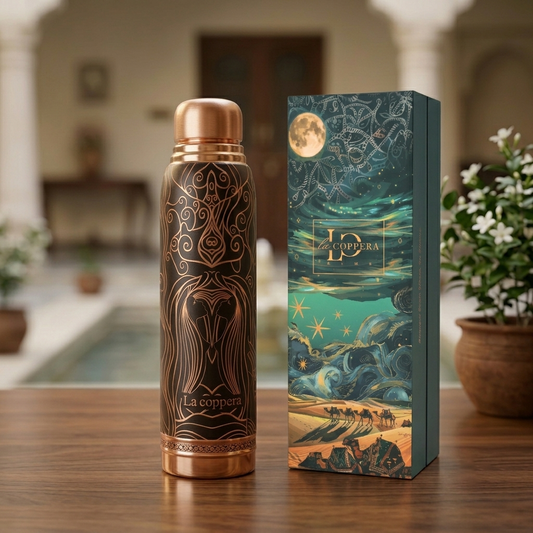 Artistic Lady Copper Water Bottle 1000ml | Premium UV Printed Designer Bottle