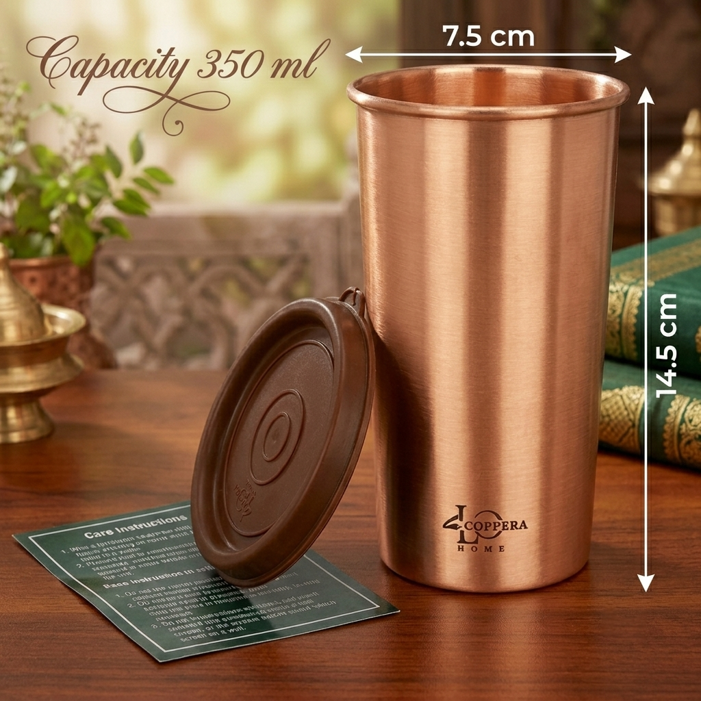 Pure Copper Tumbler with Lid – 99% Handmade Drinkware