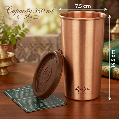 Pure Copper Tumbler with Lid – 99% Handmade Drinkware