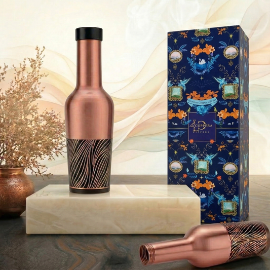 Madira Wave Pure Copper Water Bottle 1 Litre