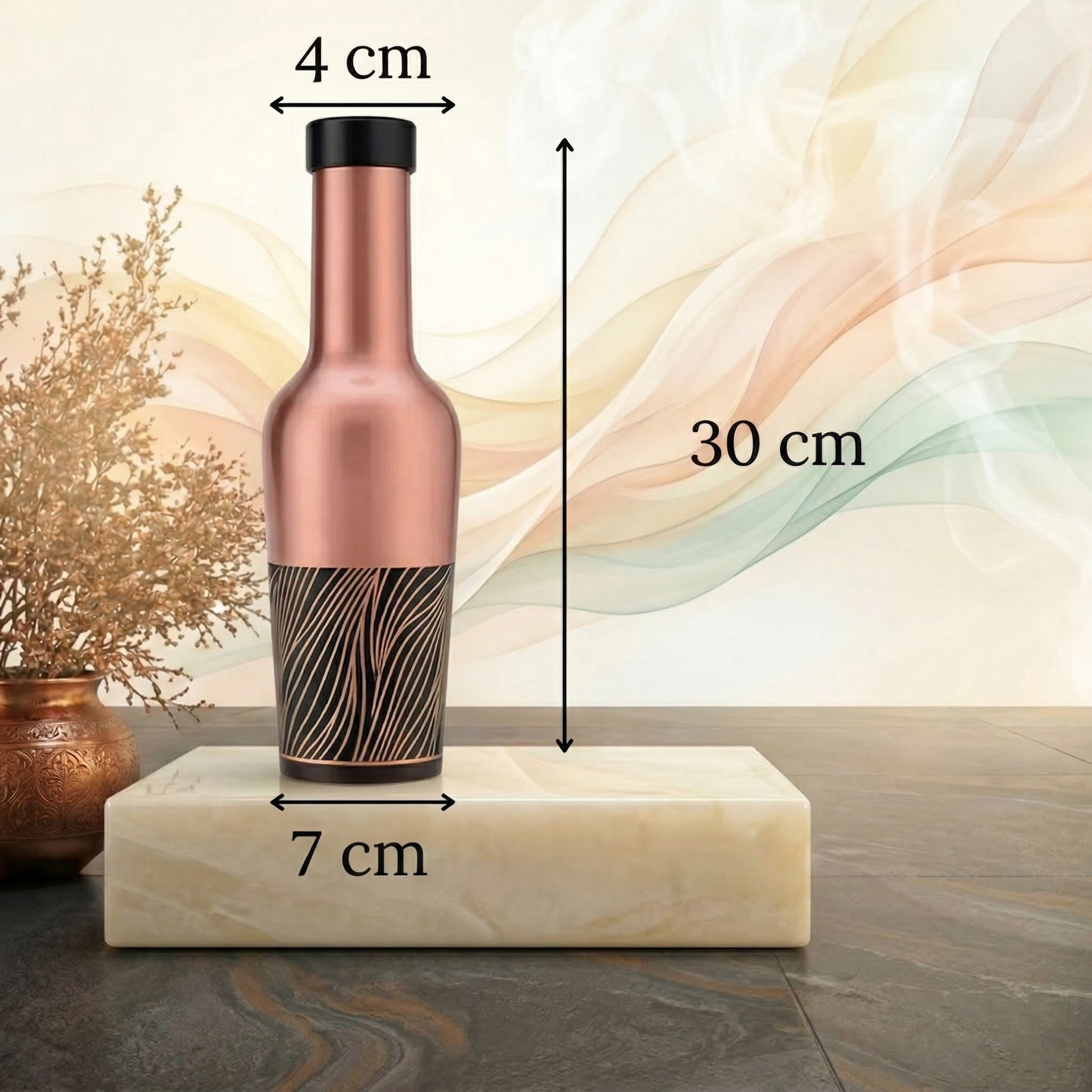 Madira Wave Pure Copper Water Bottle 1 Litre