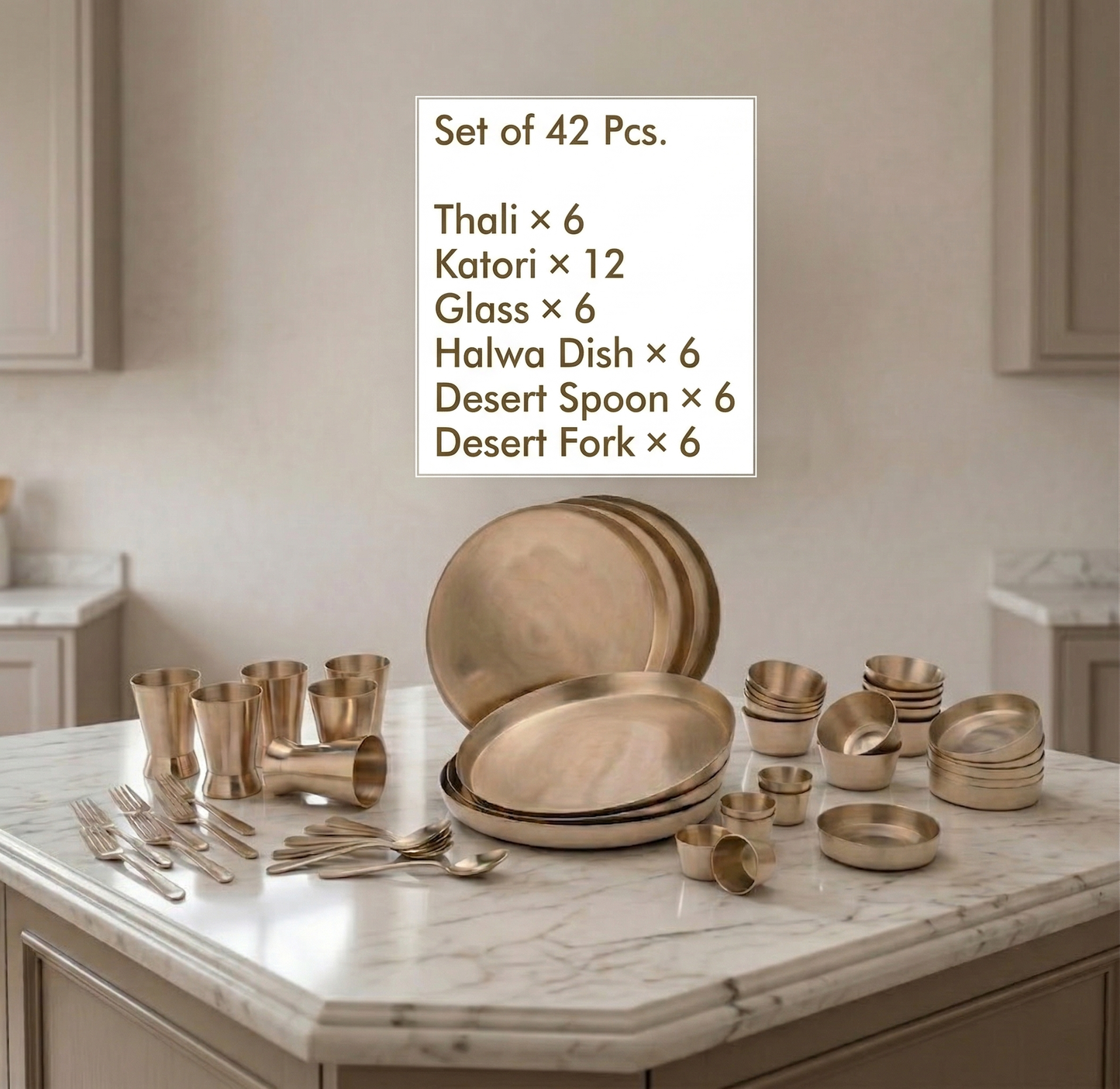 Premium Bronze Dining Set (42 Pc) – Kansa Dinner Set