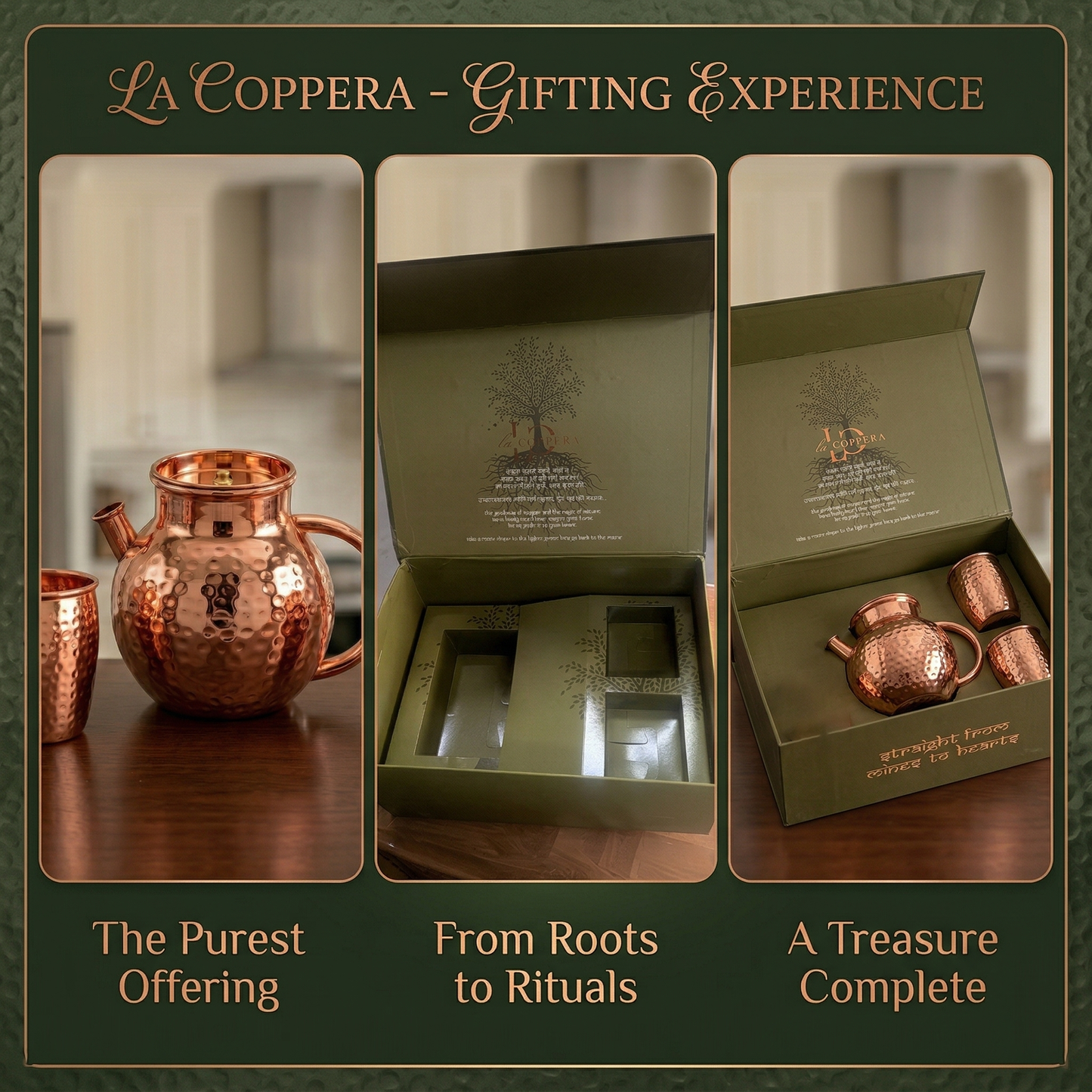 Marina Hammered Copper Jug & Glass Set