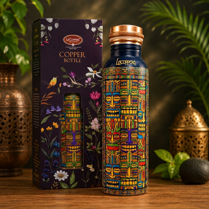 Mist Mystic Flow Pure Copper Water Bottle 900ml | UV Printed Designer Copper Bottle for Home, Office & Gym