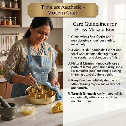 Masala Box Etched – Brass Spice Storage Box with Lid