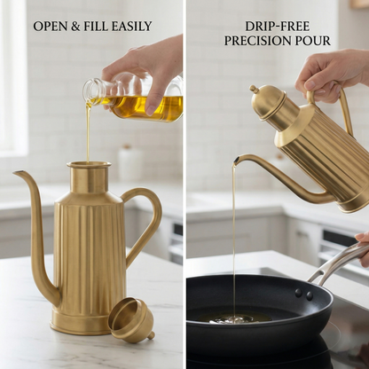 Olea Can – Premium Brass Oil Dispenser (700 ml)