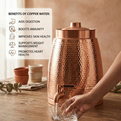 Barni Hammer Copper Water Dispenser with Tap