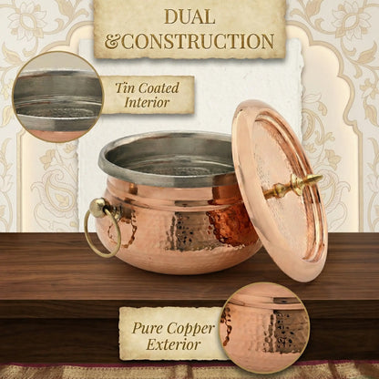 Pure Copper Mughlai Handi – Hand Hammered Cooking Pot