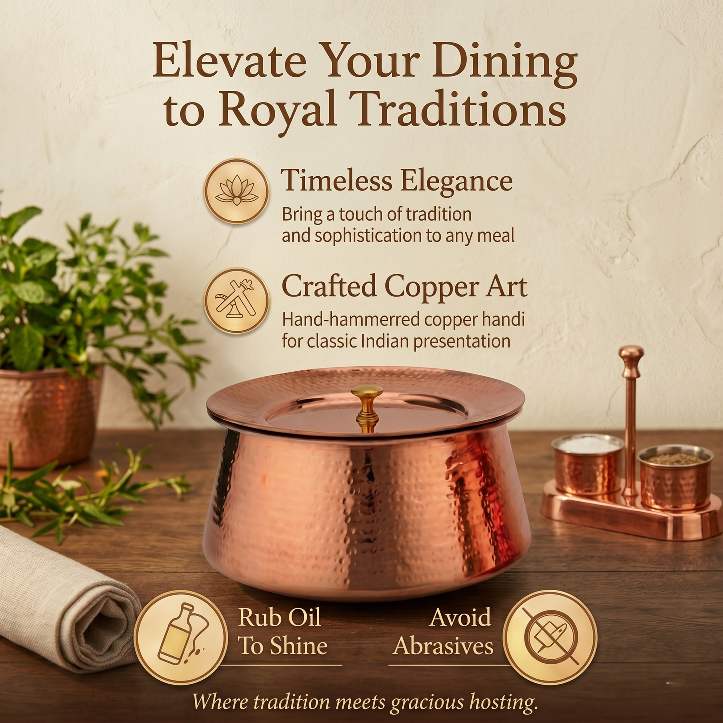 Heritage Copper Handi – Hand Hammered Cooking Pot