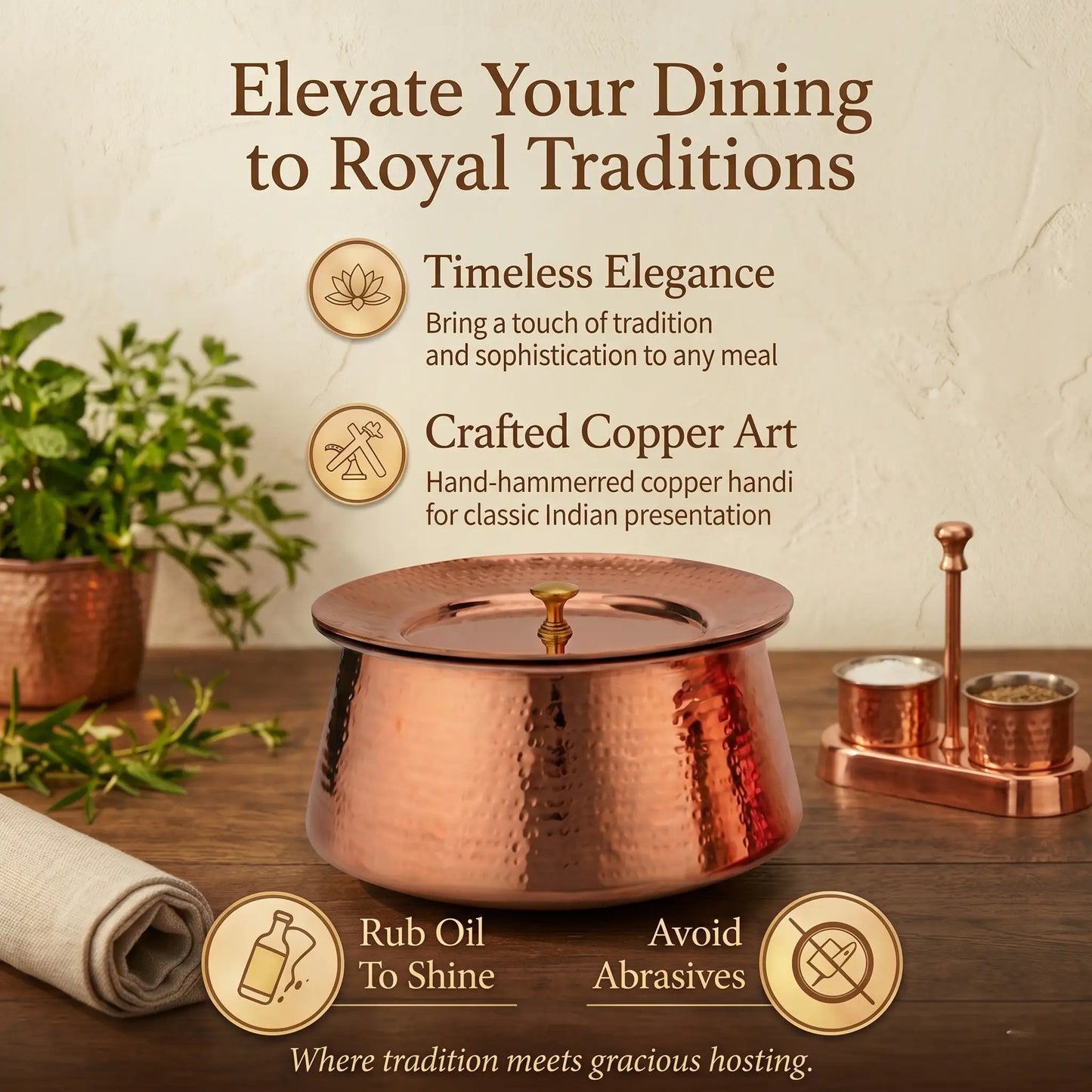 Heritage Copper Handi – Hand Hammered Cooking Pot