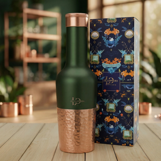 Madira Bottle Green – Pure Copper Water Bottle | Matte Green Designer Bottle