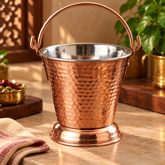 Copper Gravy Serving Bucket with Stainless Steel Interior | LA COPPERA