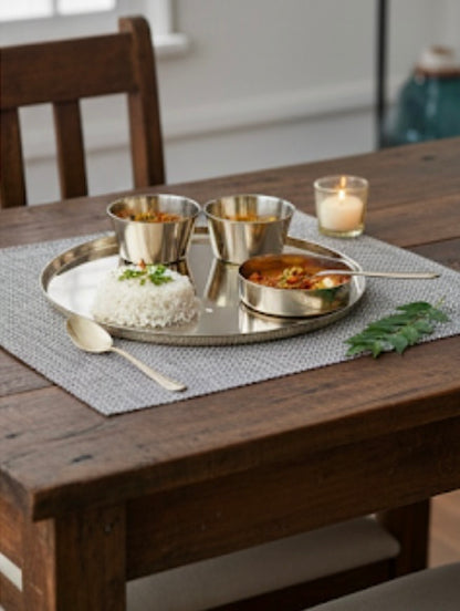 Kansa Thali Set (Set of 6) | Bronze Dinnerware Dining Set
