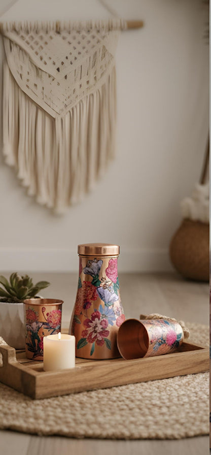 Wild Bloom Bedside Copper Carafe Set with Tumbler