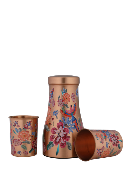 Jungle Whispers Copper Bedside Carafe Set with Glass