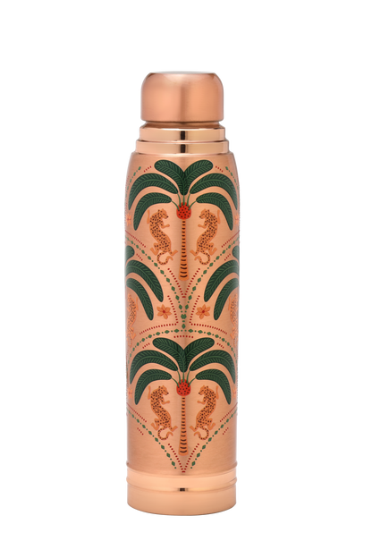 Ayursip Artwork Pure Copper Bottle 1000ml | Designer Ayurvedic Bottle
