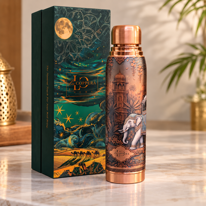 Ayursip Raj Bagh Copper Water Bottle | 1000ml | UV Printed