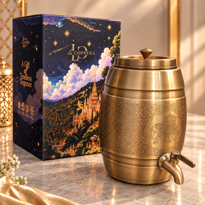 Pipa Sepia Gold Pure Copper Water Dispenser with Tap – Antique Brass Finish