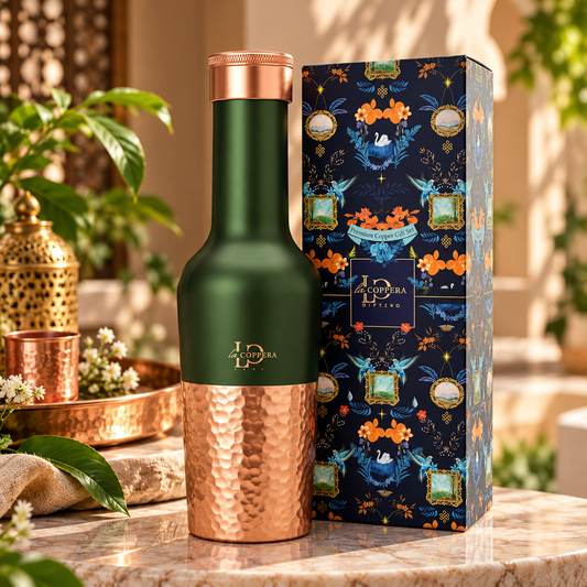 Madira Bottle Green – Pure Copper Water Bottle | Matte Green Designer Bottle