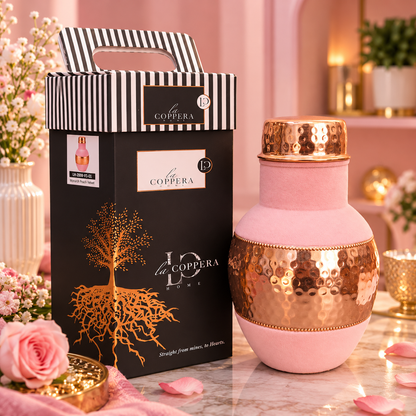 Monarch PINK Velvet Copper Carafe with Premium Gift Box | LA COPPERA