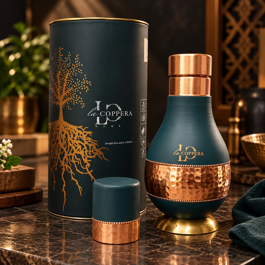 Daffodil Carafe Dust Olive Green Pure Copper | LA COPPERA