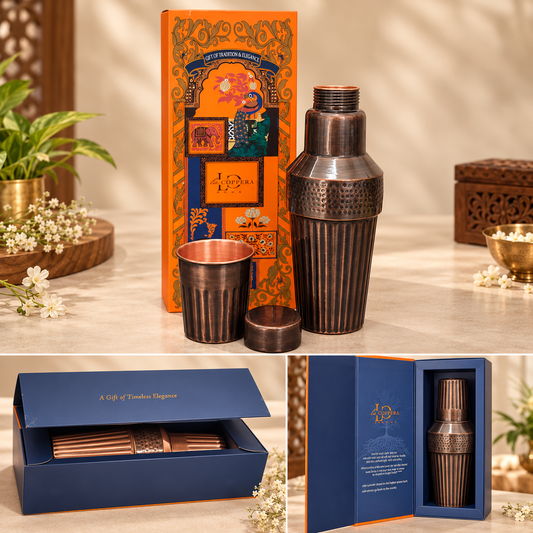 Helix Rustic Copper Carafe – Premium Ribbed Design with Antique Dark Copper Finish