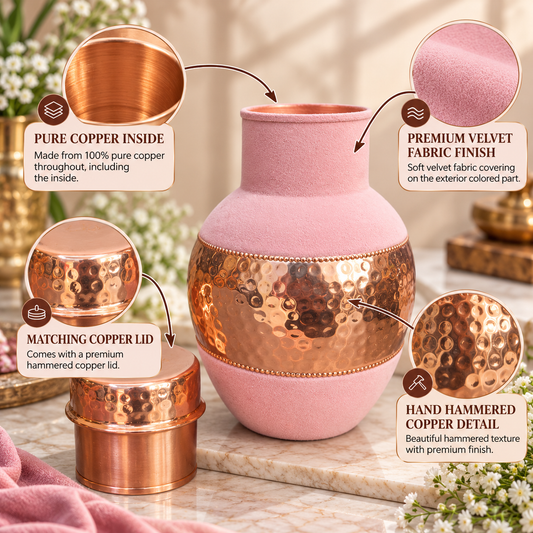 Monarch PINK Velvet Copper Carafe with Premium Gift Box | LA COPPERA