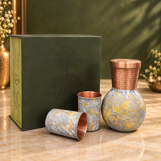 Everyday Carafe Marble Set with 2 Glasses & Premium Gift Box | LA COPPERA