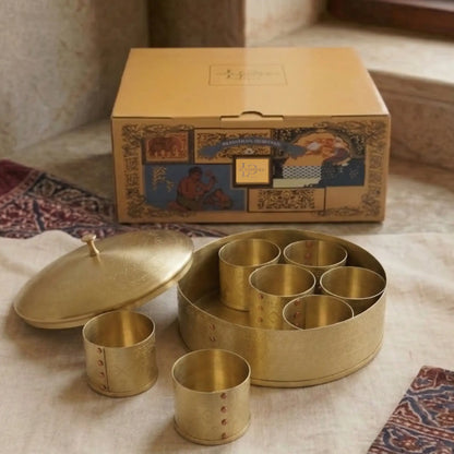 Masala Box Dome – Premium Brass Spice Storage Box with Lid