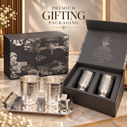 Nexa Silver Plated Stainless Steel Glass Set with Serving Tray
