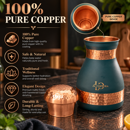 Dolphin Carafe Dust Olive Green Pure Copper | LA COPPERA