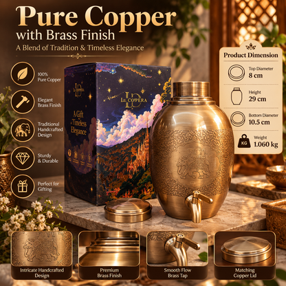 Pure Copper Water Dispenser with Brass Finish & Tap – La Coppera