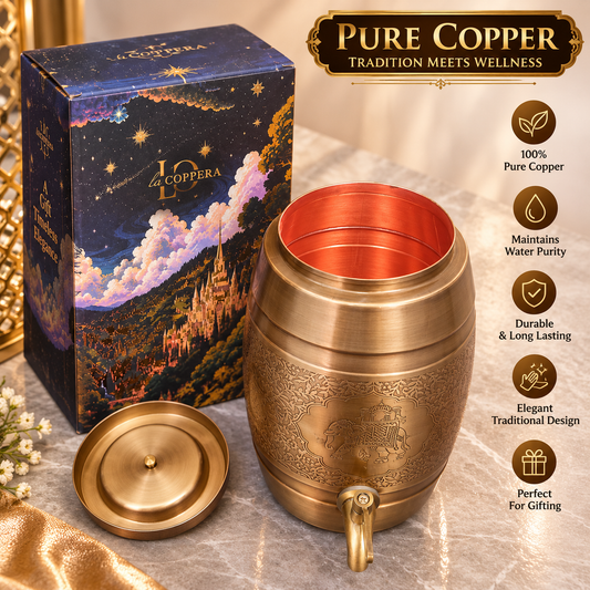 Pipa Sepia Gold Pure Copper Water Dispenser with Tap – Antique Brass Finish