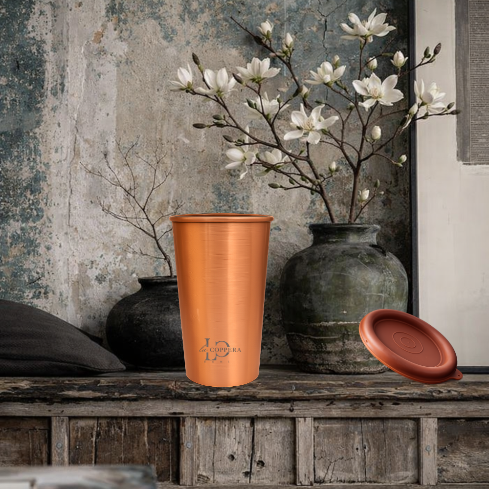 Minimal brushed finish copper water tumbler