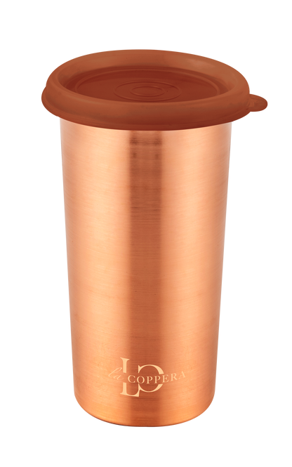 Pure Copper Tumbler with Lid – 99% Handmade Drinkware