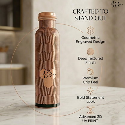 Copper Water Bottle 900ml | Mist UV Printed | Drinking Bottle for Health & Daily Use