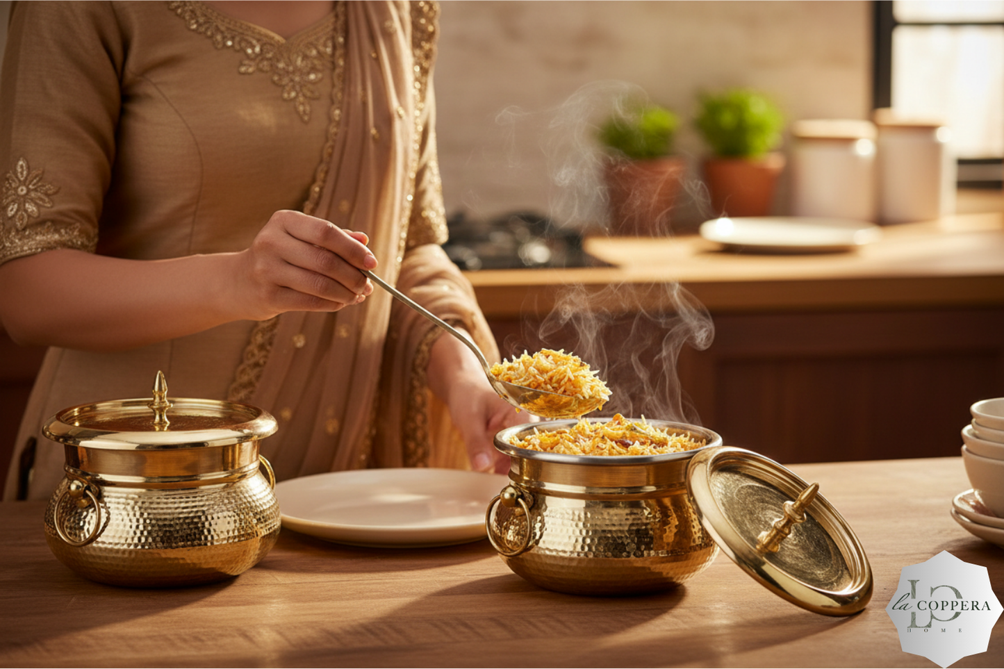 Steel Inner Brass Mughlai Handi Interior
