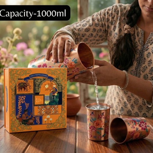Jungle Whispers Copper Bedside Carafe Set with Glass