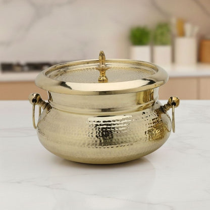Brass Mughlai Handi with Steel Inner – Hand Hammered Cooking Pot