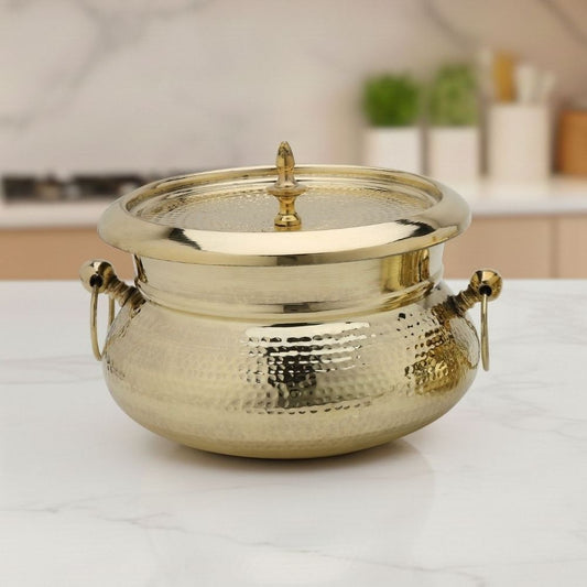 Brass Mughlai Handi with Steel Inner – Hand Hammered Cooking Pot