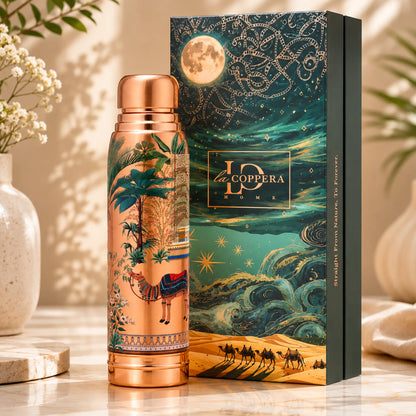 Ayursip Artwork Pure Copper Bottle 1000ml | Designer Ayurvedic Bottle