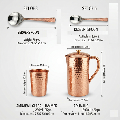 Royal Dinner Set 41 Piece | Copper Stainless Steel Thali Set | La Coppera