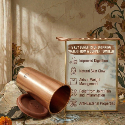Pure Copper Tumbler with Lid – 99% Handmade Drinkware