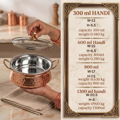 Hyderabadi Copper Handi with Stainless Steel Interior | LA COPPERA