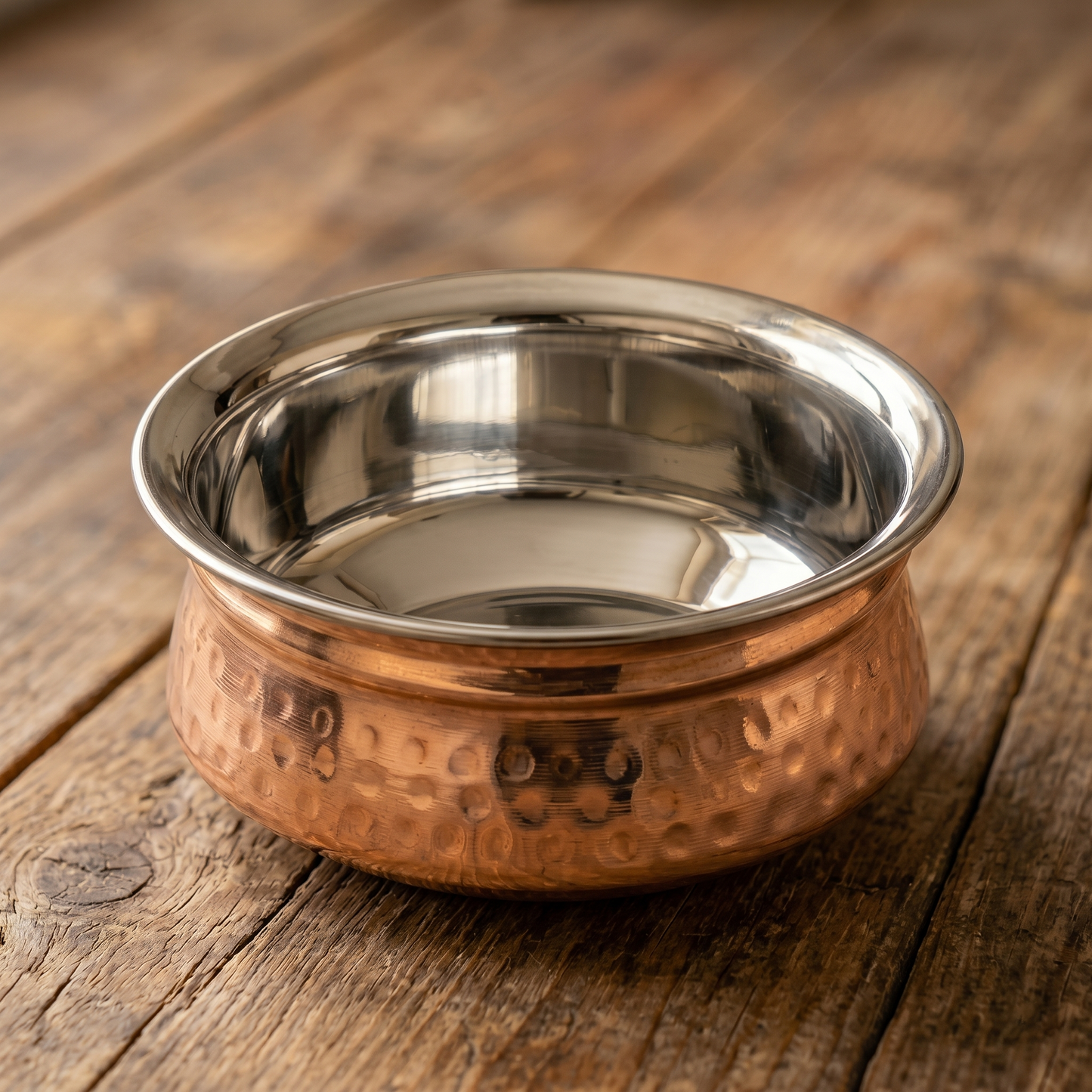 Hyderabadi Copper Handi with Stainless Steel Interior | LA COPPERA