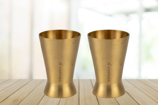 Brass Royal Glass Set of 2 | Premium Metal Drinking Glasses