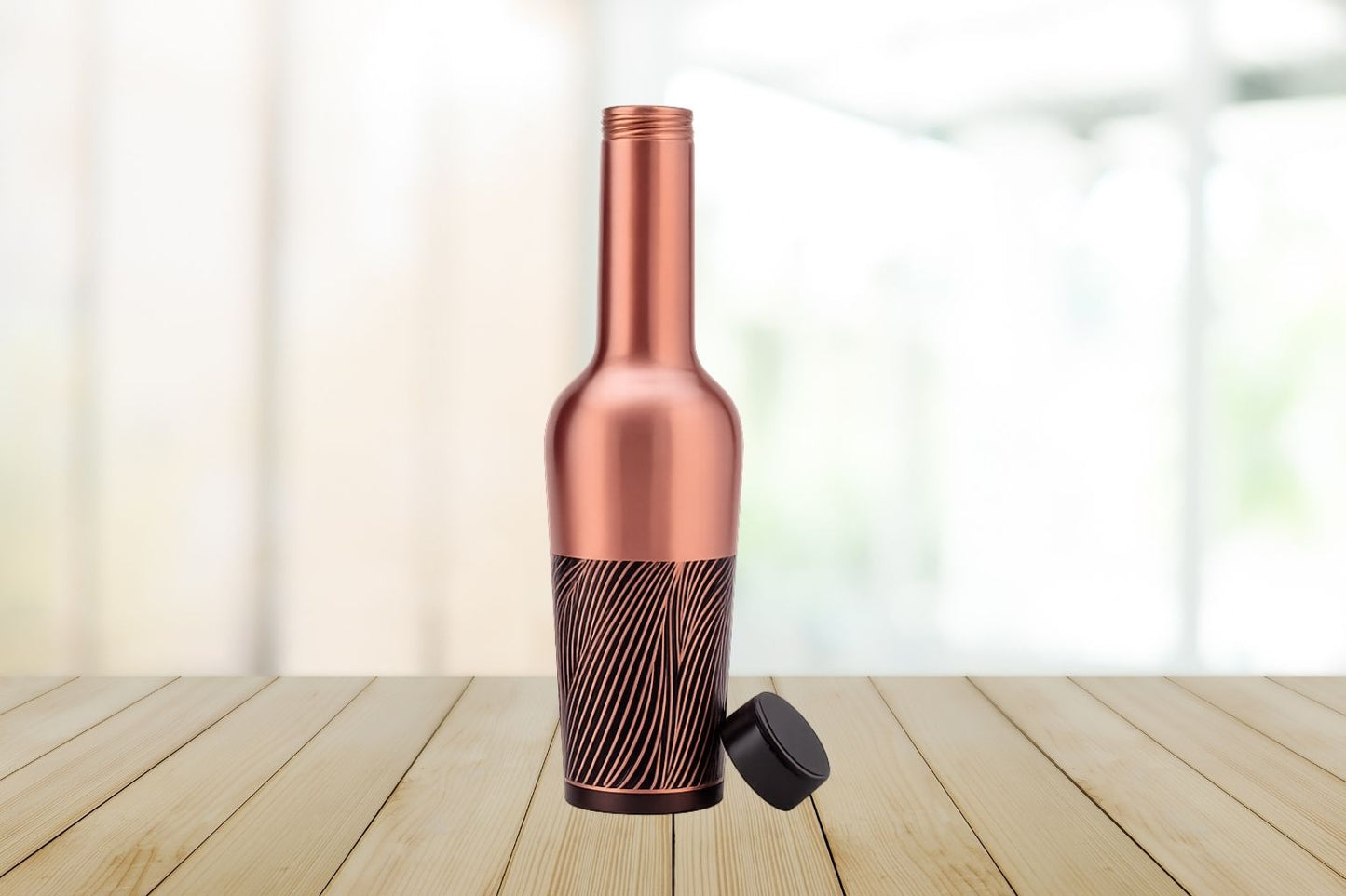 Madira Wave pure copper water bottle 1 litre matte finish