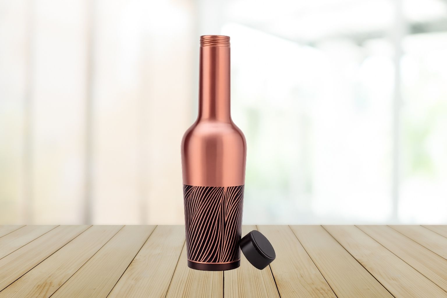 Madira Wave pure copper water bottle 1 litre matte finish